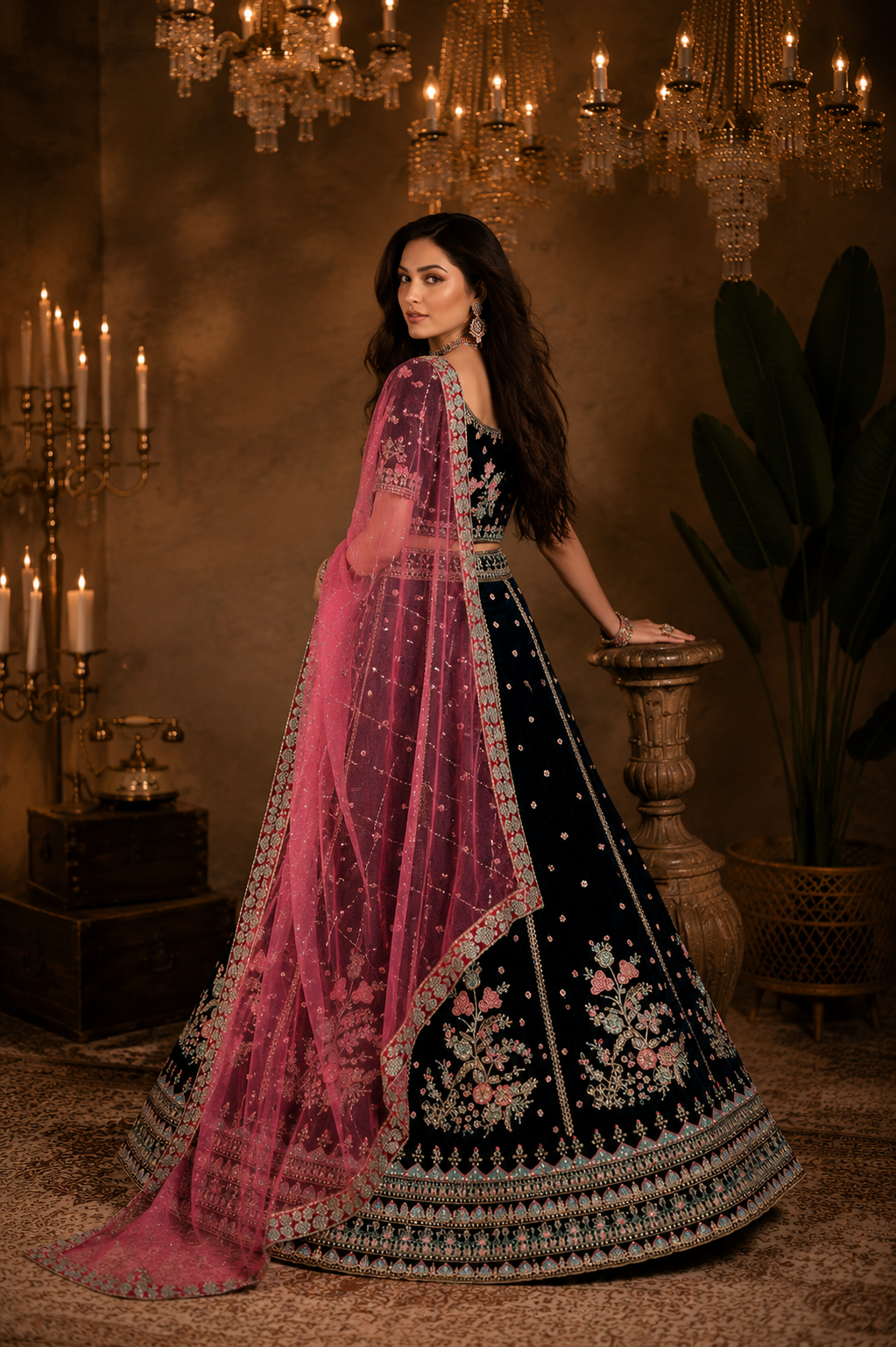 Midnight Blossom Lehenga