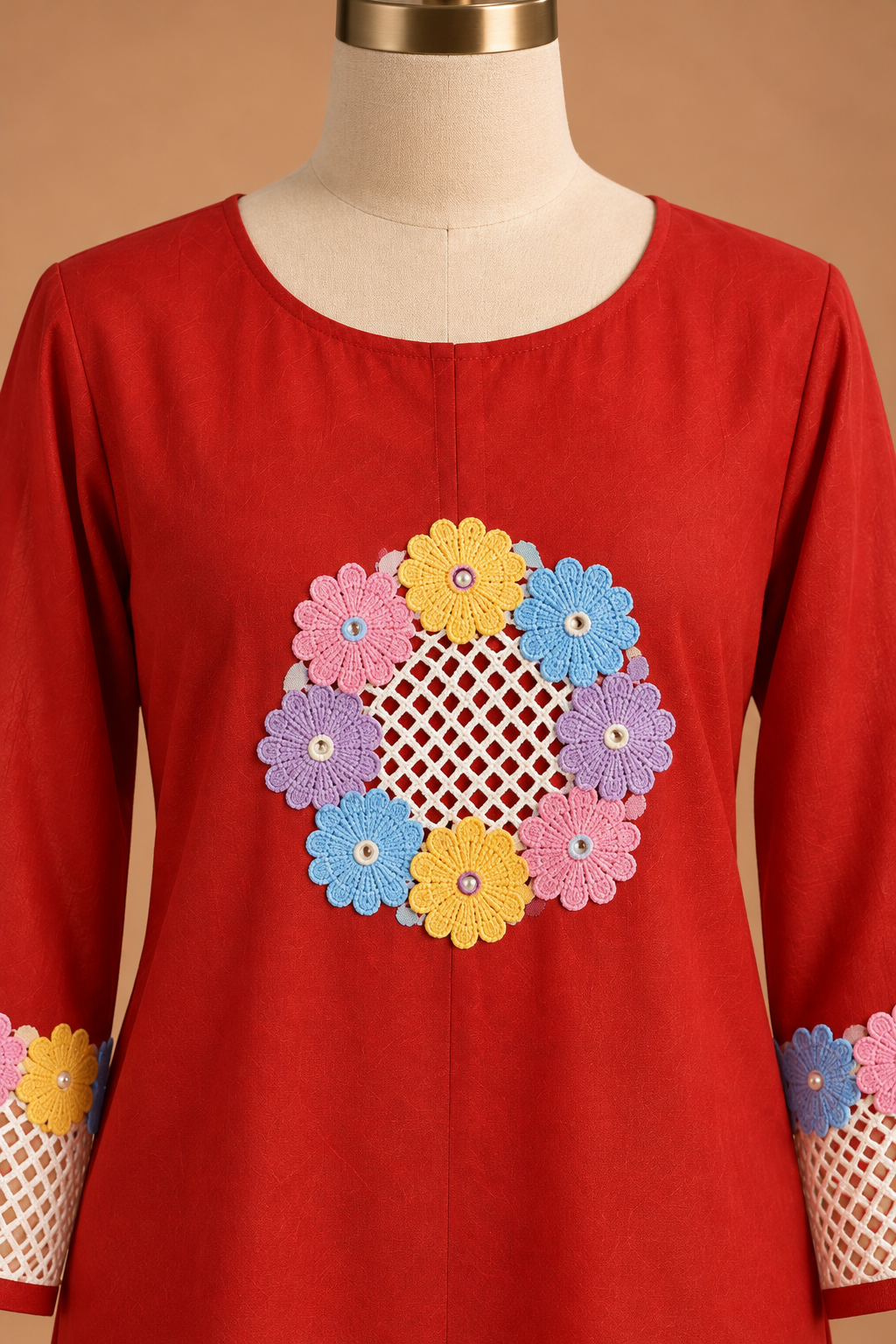Scarlet Bloom Embroidered Kurta Set