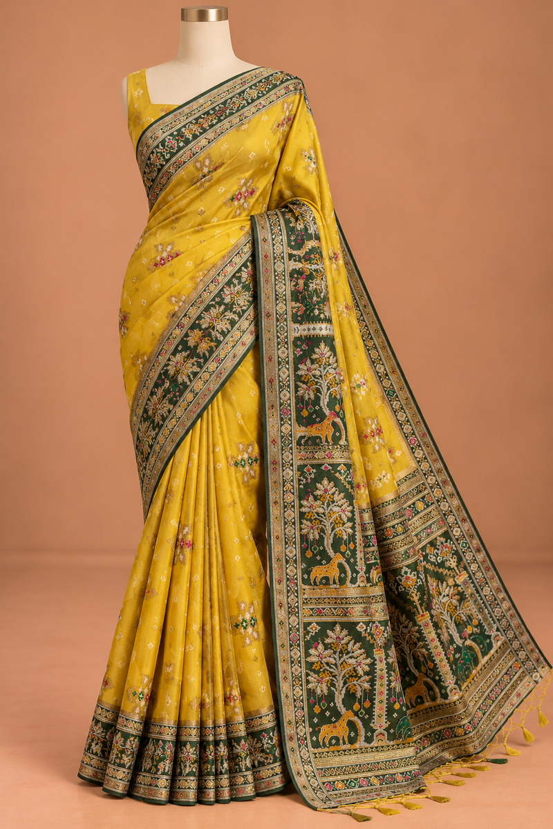 Sonchafa Mustard Heritage Saree