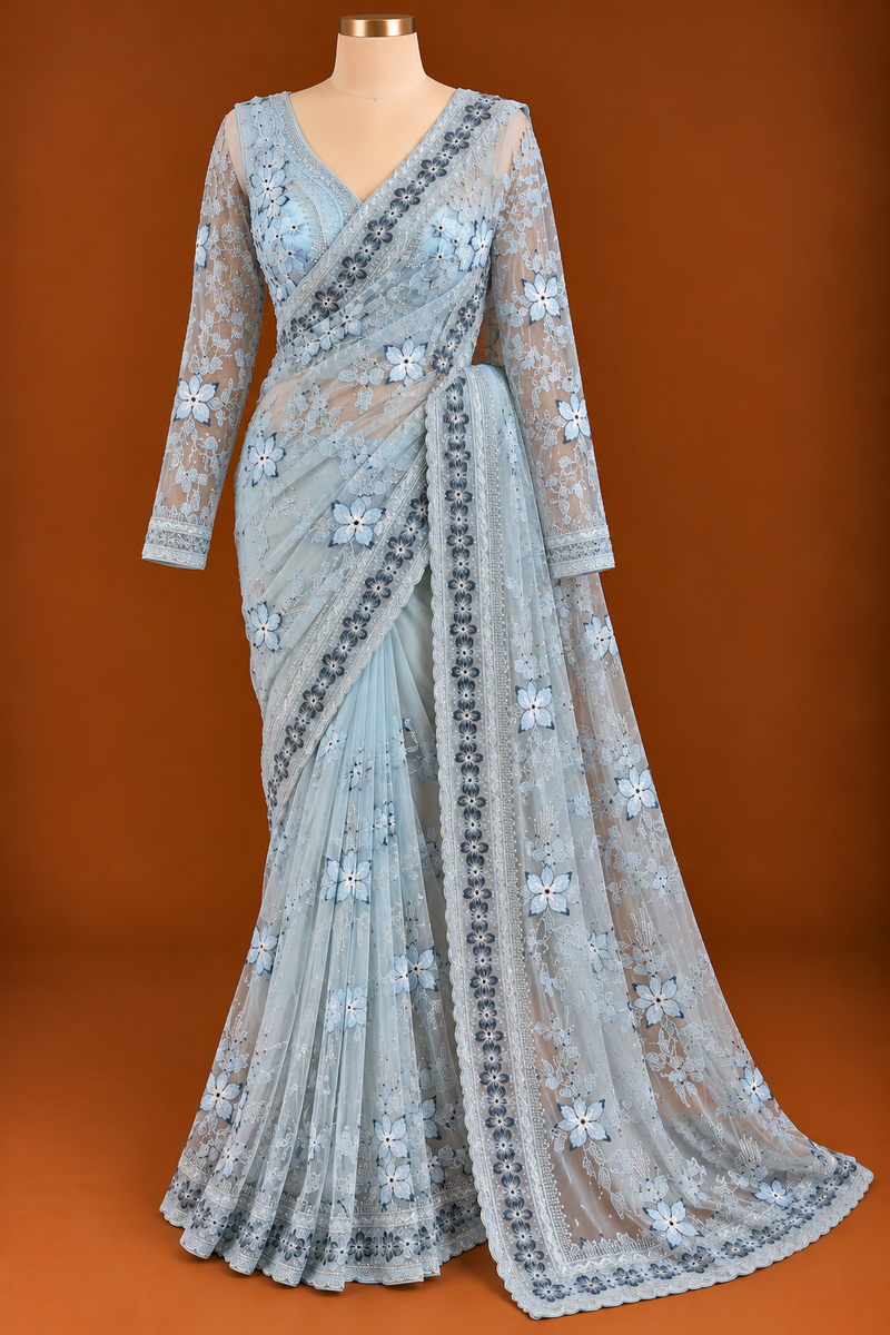 Neelambara Jaal Net Saree