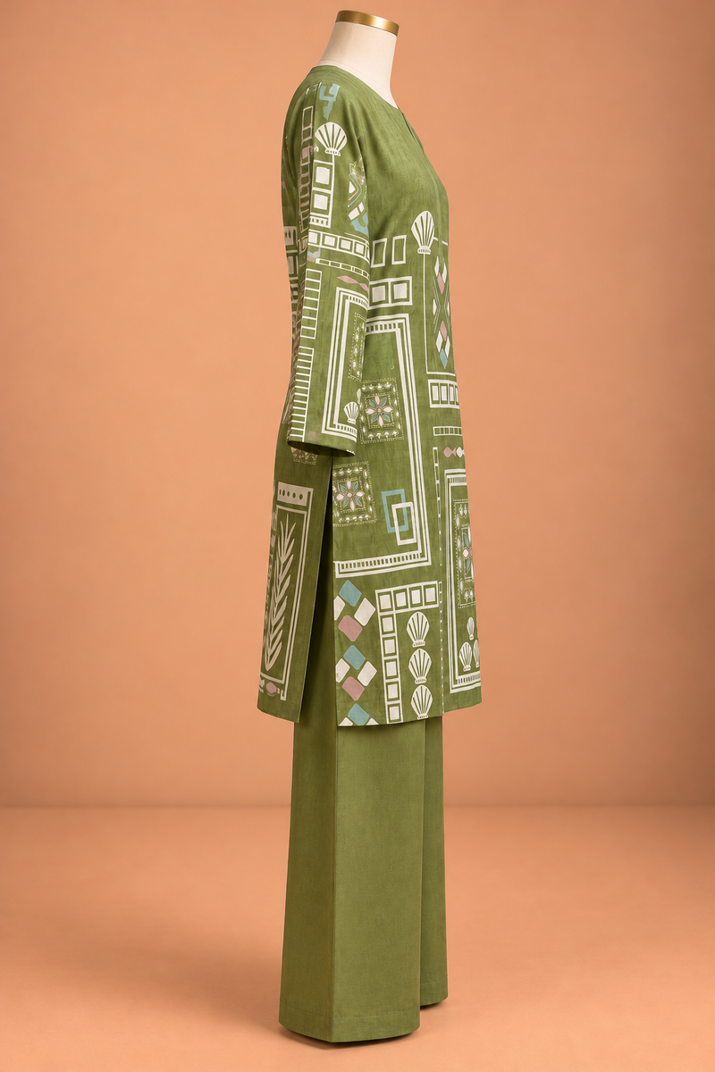 Moss Geometric Print Co-ord Set