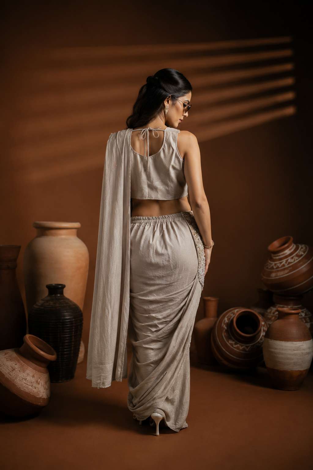Ivory Sculpture Saree